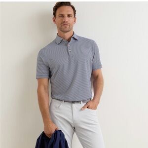 Peter Millar Navy and White Striped Polo